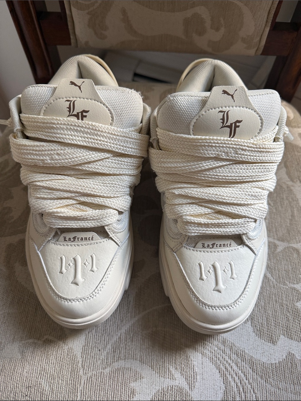 Puma Kids LaFrance Low-Top Sneakers in Cream/Off-White